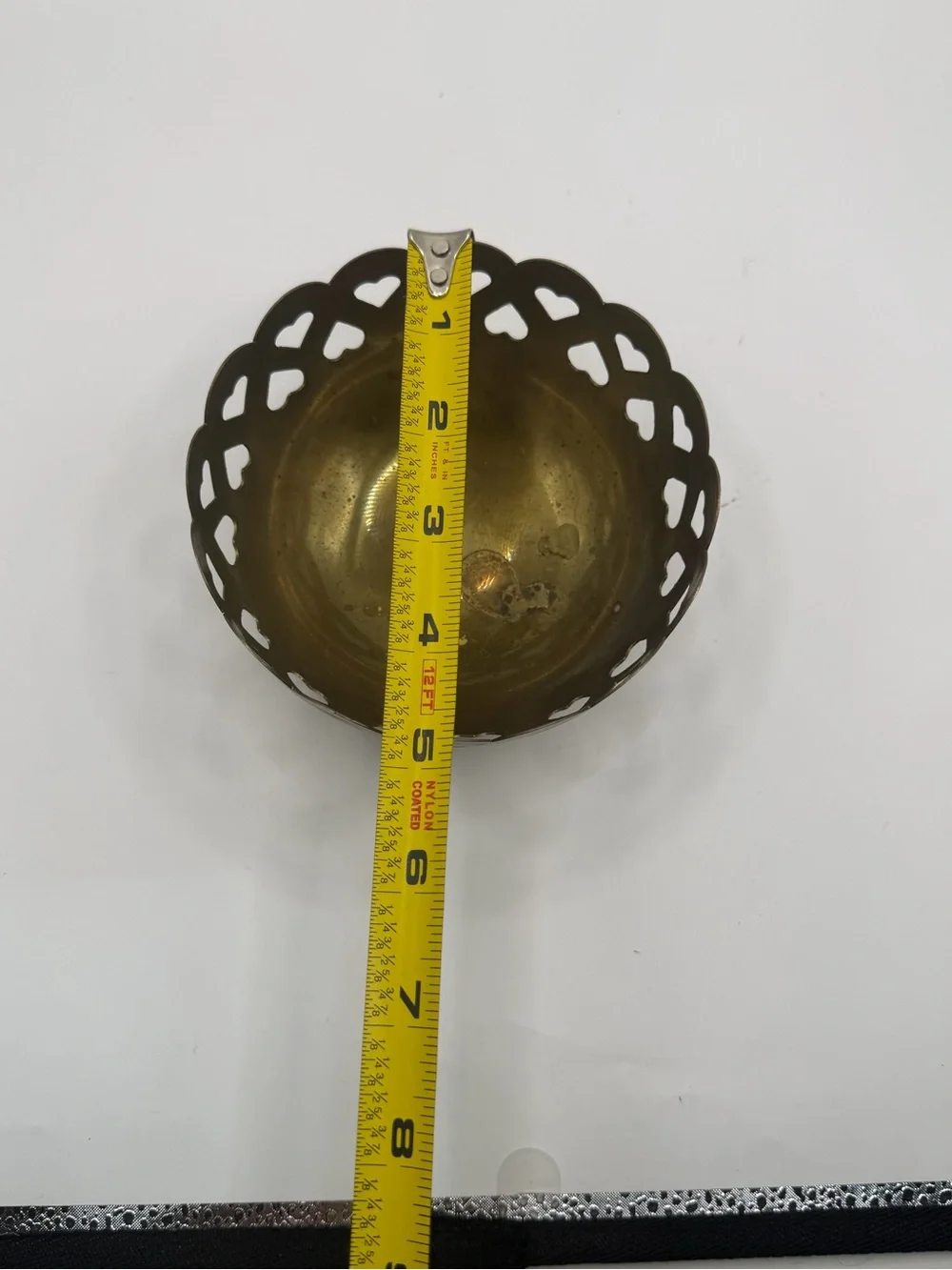Vintage Brass Heart Cutout Scalloped Bowl Trinket Catchall Cottagecore